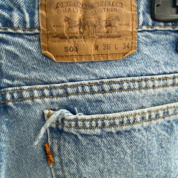 Vintage Levi's 505 Straight Leg Orange Tag Jeans 36x34 - Picture 6 of 7